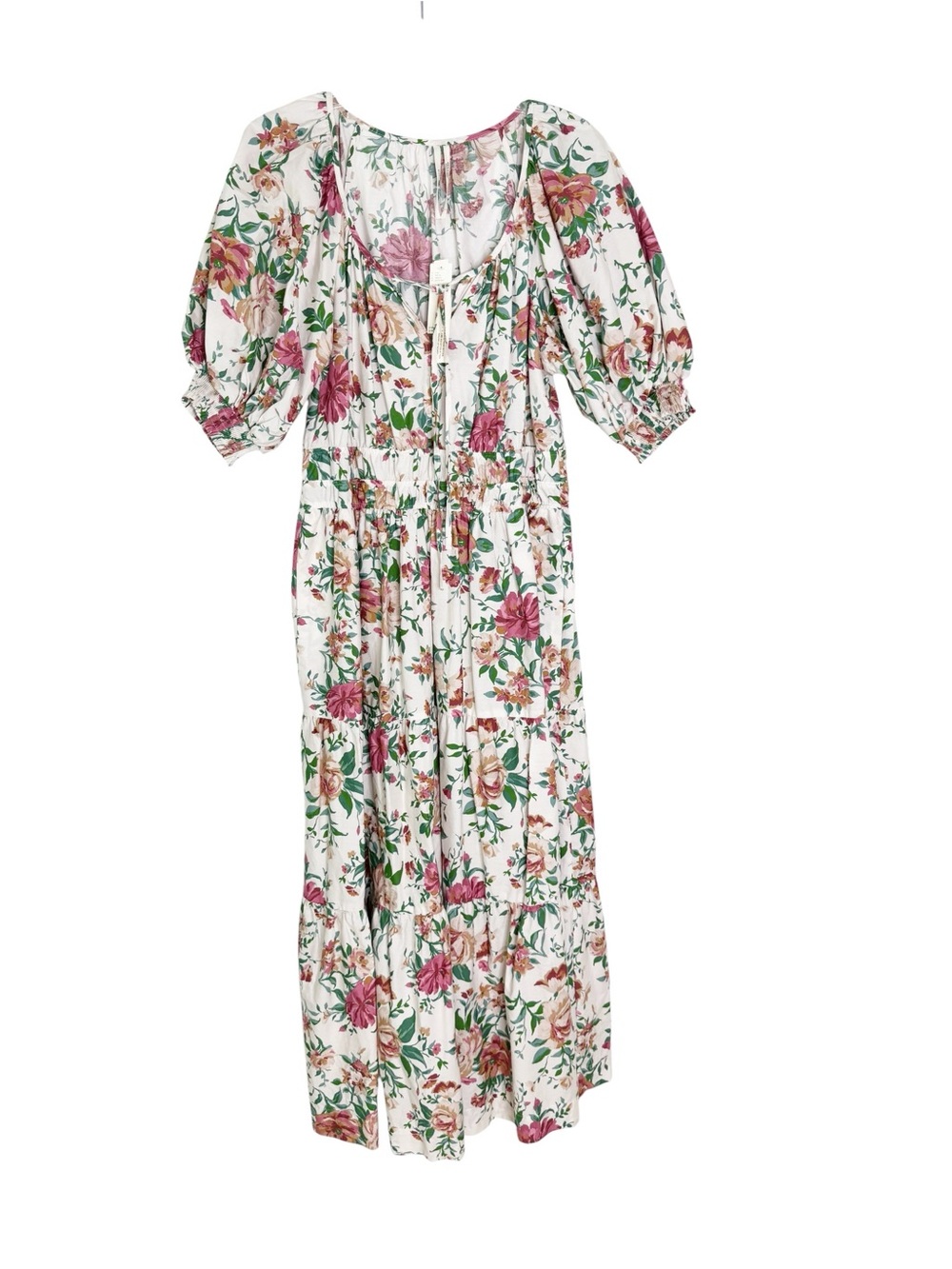 NWT Anthropologie Cotton The Somerset Puff Sleeve Floral Midi Dress Size M - Picture 6 of 14